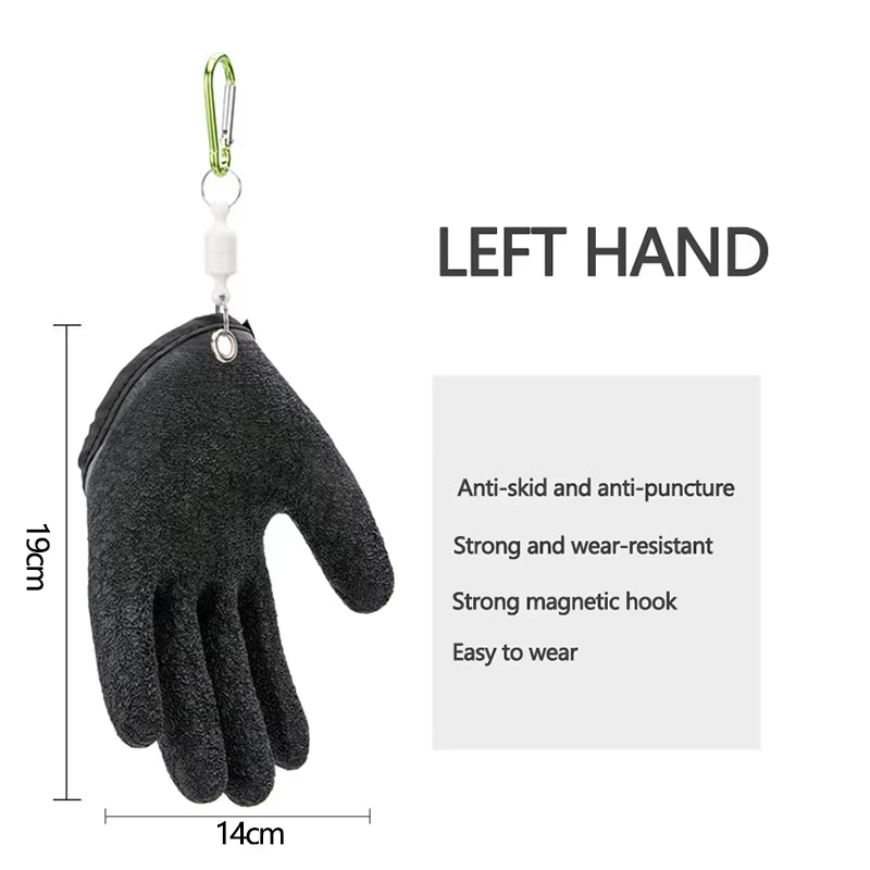 Fishing Gloves Anti-Slip Protect Hand from Puncture Scrapes Fisherman Professional Catch Fish Latex Hunting Gloves Left Right