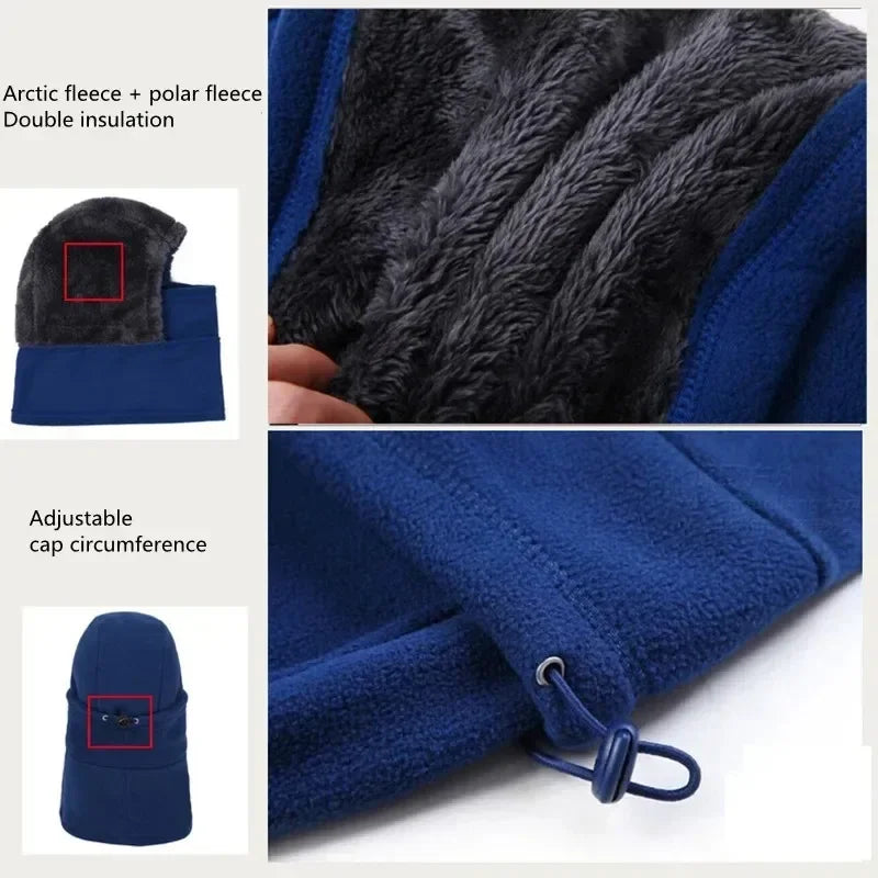 Winter Warm Fleece Hat Balaclava Mask Men Women Neck Warmer Bandana Scarf Running Cycling Ski Cap Windproof Motorcycle Hood