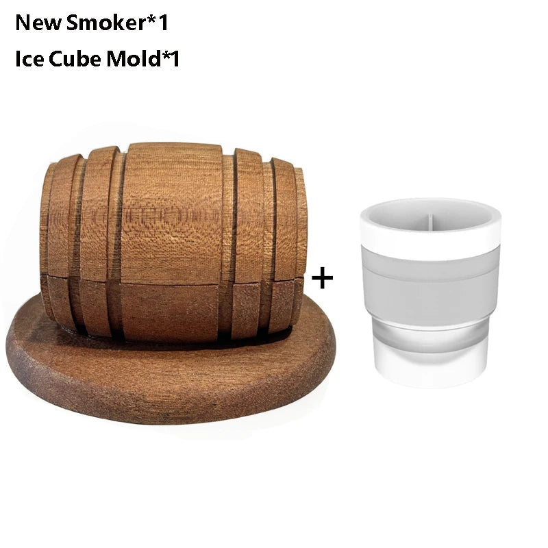 Cocktail Smoker Kit with Apple Cherry Oak Pecan Wood Chips Whiskey Wooden Smoked Wood Hood Smoker for Bar Drinks Kitchen Tools