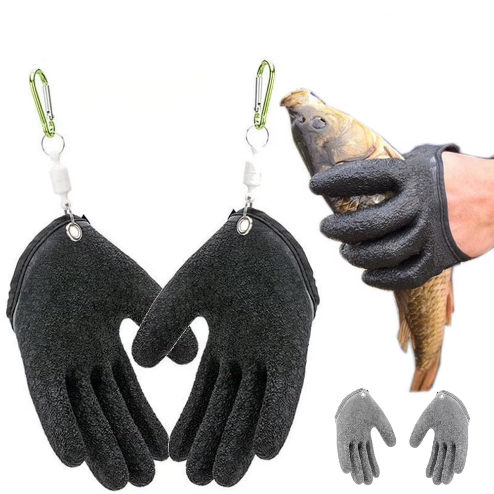 Fishing Gloves Anti-Slip Protect Hand from Puncture Scrapes Fisherman Professional Catch Fish Latex Hunting Gloves Left Right