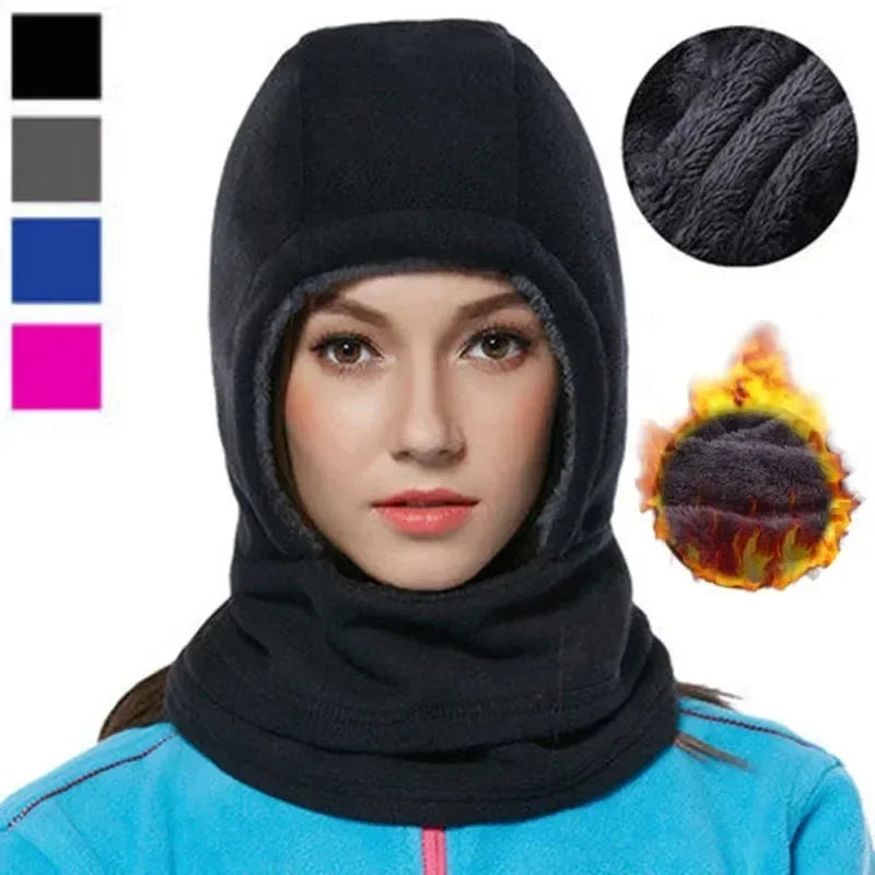 Winter Warm Fleece Hat Balaclava Mask Men Women Neck Warmer Bandana Scarf Running Cycling Ski Cap Windproof Motorcycle Hood